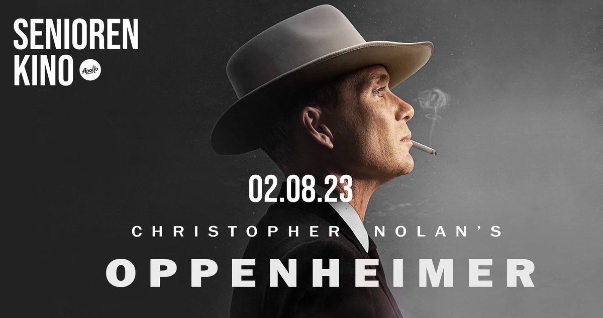 OPPENHEIMER am Mi, 02.08.23, 14.45 + 15.00 Uhr!

#Seniorenkino mit #Kaffee und #Kuchen: Kein Mindestalter – Jeder ist herzlich willkommen!

apollo-aachen.de/oppenheimer/

#biopic #historienfilm #thriller #arthouse #kino #filme #Aachen