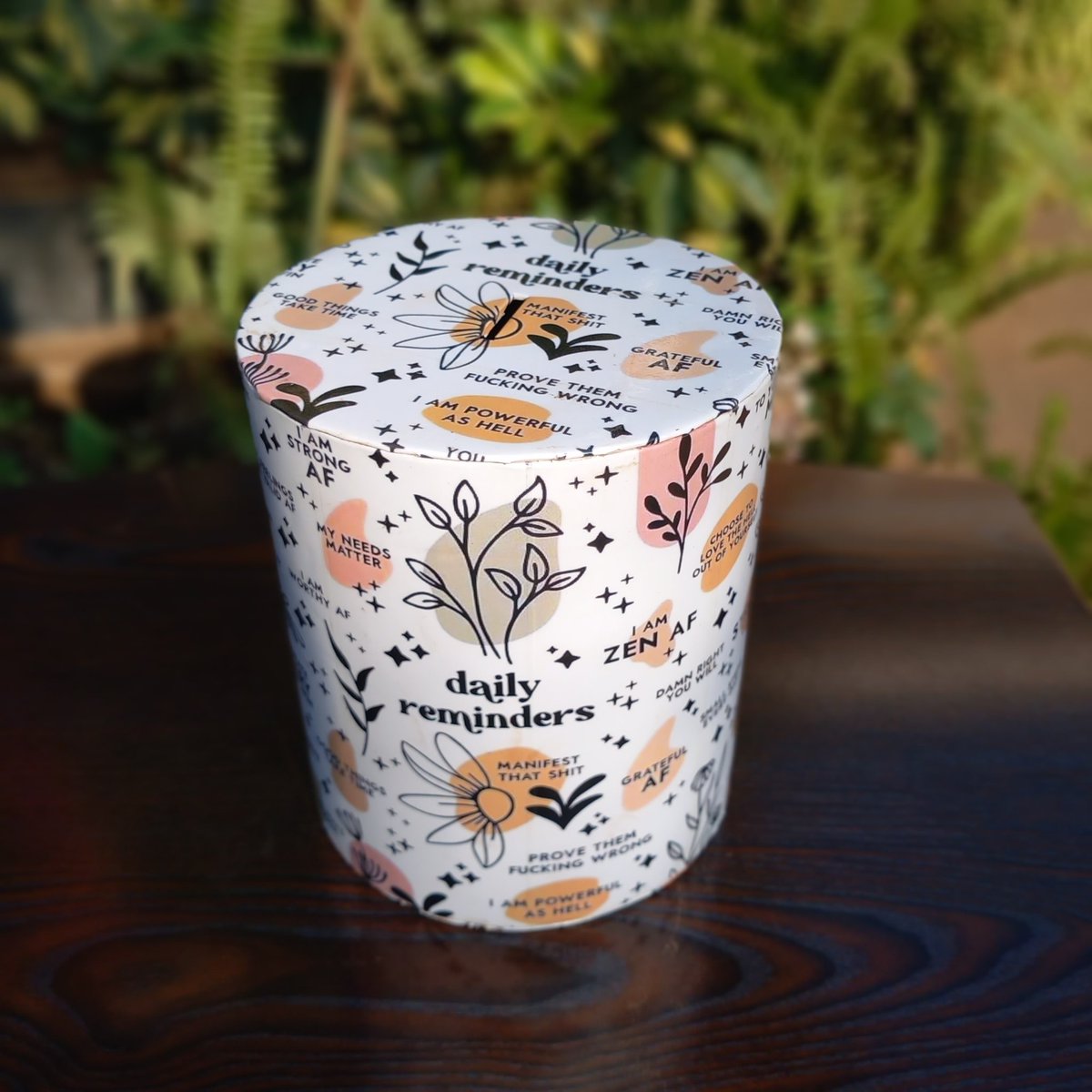 finesavingsug's tweet photo. "Affirmation edition" Today we are officially doing our online launch for our brand new collection. Manifest better savings, gift a loved one, push your self to do better, believe you can archive anything with our new edition of saving tins. 
Whatsapp 0757264558 to order https://t.co/xSrmAXIRan