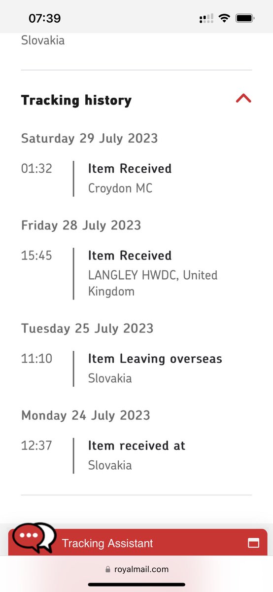 gc34's tweet photo. @RoyalMail I’m guessing if my package has been stuck at a mailing centre for 3 days I should give up the expectation of ever receiving it? https://t.co/NFvLUDeR9m