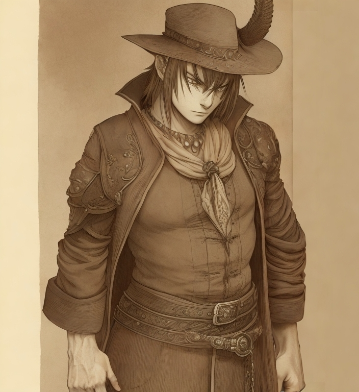 同じく「財宝竜と四騎士」The sunset and breaking dawn King のEDで使われた絵です。

注文は盗賊、トレジャーハンターというテーマでした。
使われたのも盗掘者表記だったので注文通りでしょう。
今思うと、帽子の羽は逆の方が良かったかな・・・

 #ウディコン #財宝竜と四騎士