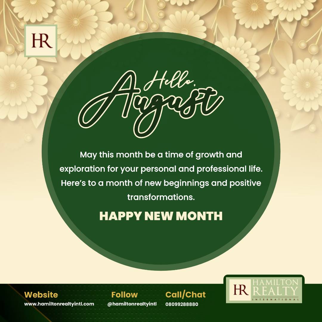 HamiltonRealtyI's tweet photo. Here’s to a month of breakthroughs, opportunities, growth, and exploration for your personal and professional life.
Here is a month of new beginnings and positive transformation.
 Happy New Month.
Contact us to know more about our services: https://t.co/gIRYVvxoOg https://t.co/rYqkgjB4Te