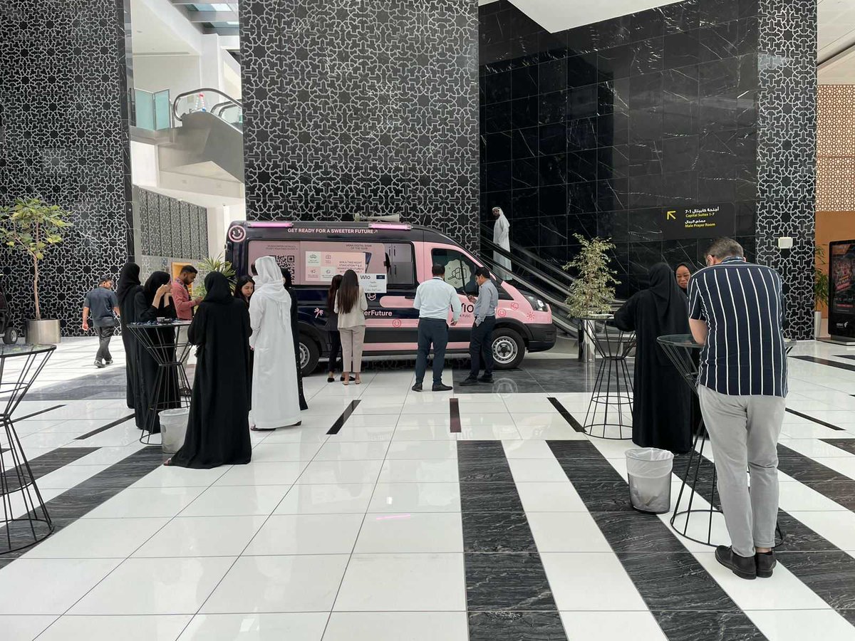 WioBank's tweet photo. [Wio Van] - Brought the ice cream extravaganza to ADNEC and served smiles along with the desserts! 🍨 
Sweeten your experience even more by getting in for the staycation!! 🤑
#sweeterfuture #abudhabi #dubai #wiobank #poweredbywio #wio #digitalbank #fintech #Giveaway https://t.co/FdqPwPk6jb