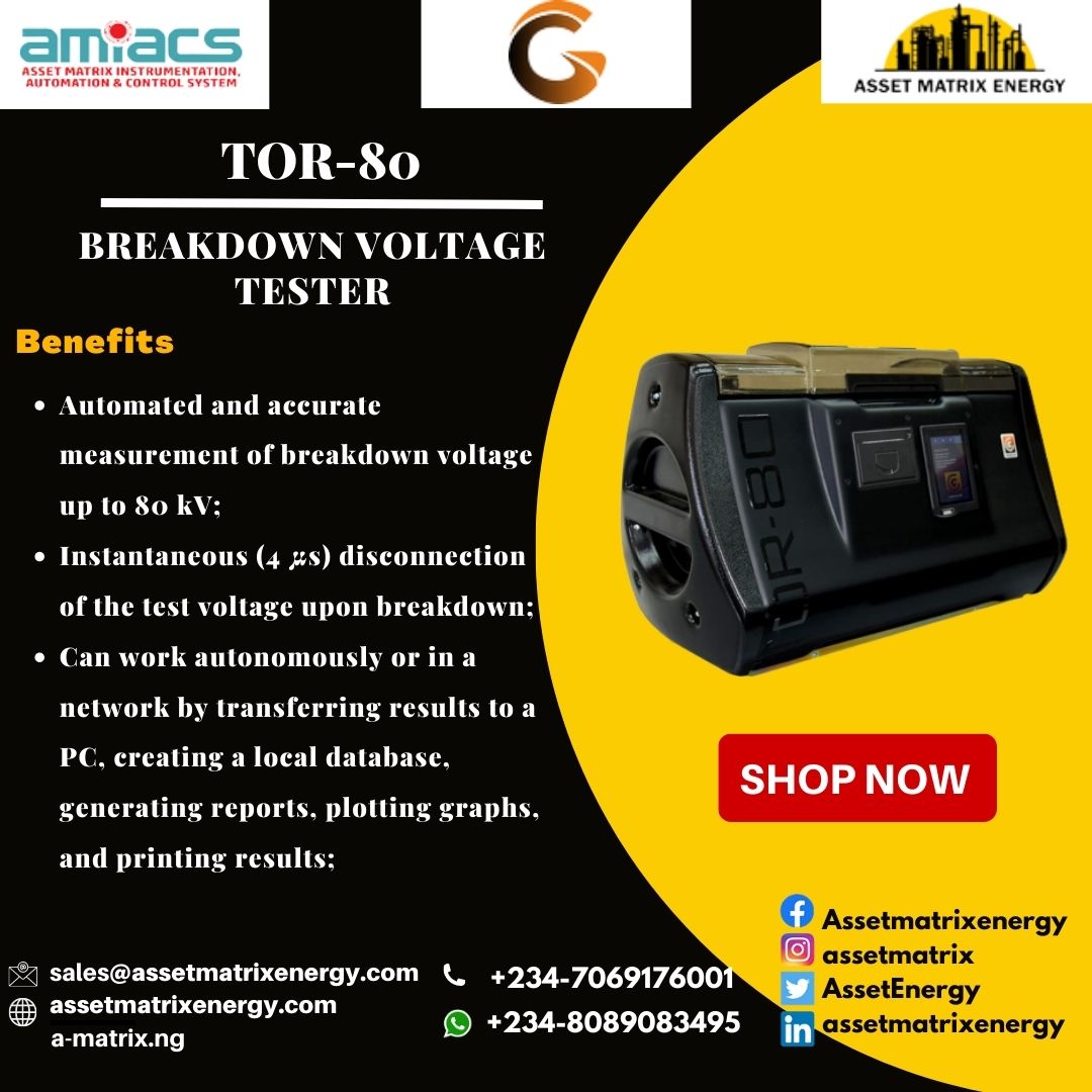 AssetEnergy's tweet image. The TOR-80 is designed to measure the dielectric strength of transformer oil and other dielectric fluids.

For more inquires!
sales@assetmatrixenegy.com

#globecore #tor80 #transformers #oil