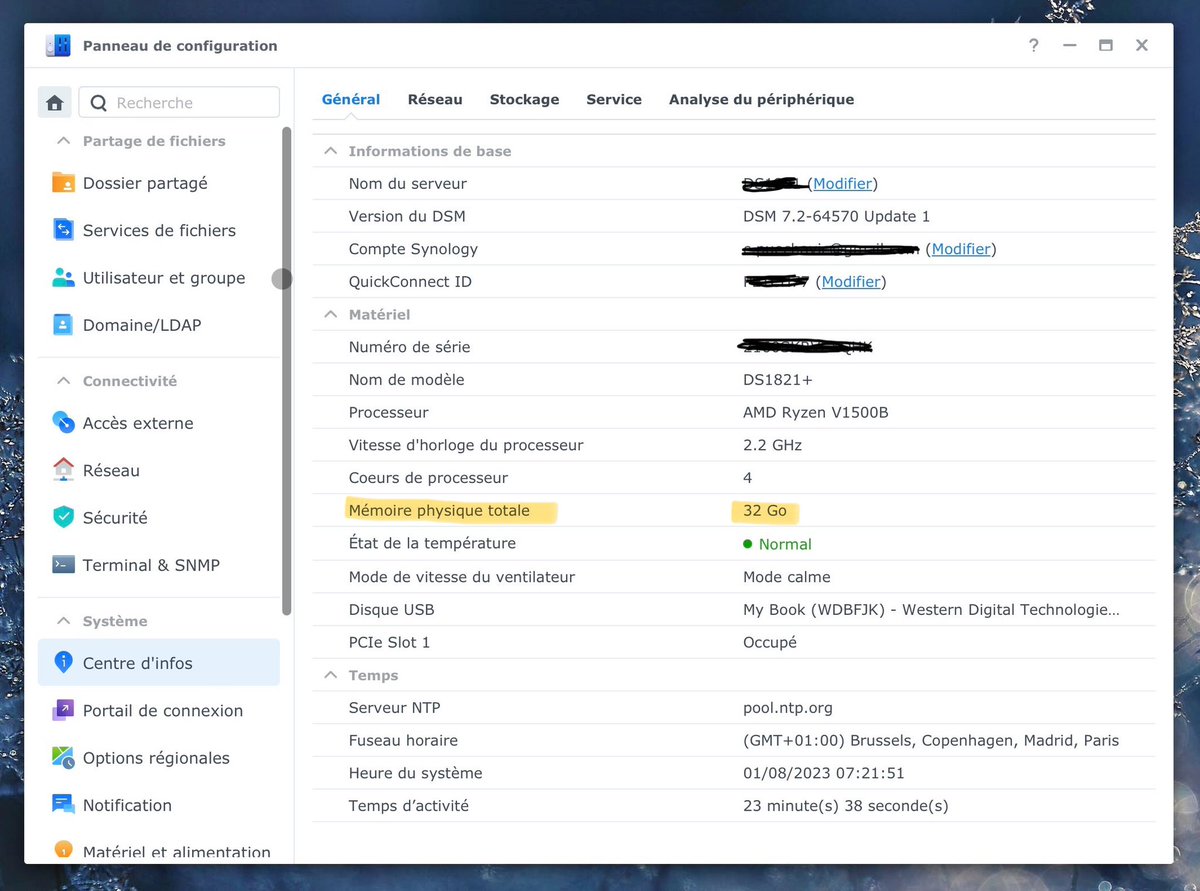 Upgrade de mon #synology DS1821+ à 32 Go de RAM. #ds1821 #ds1621