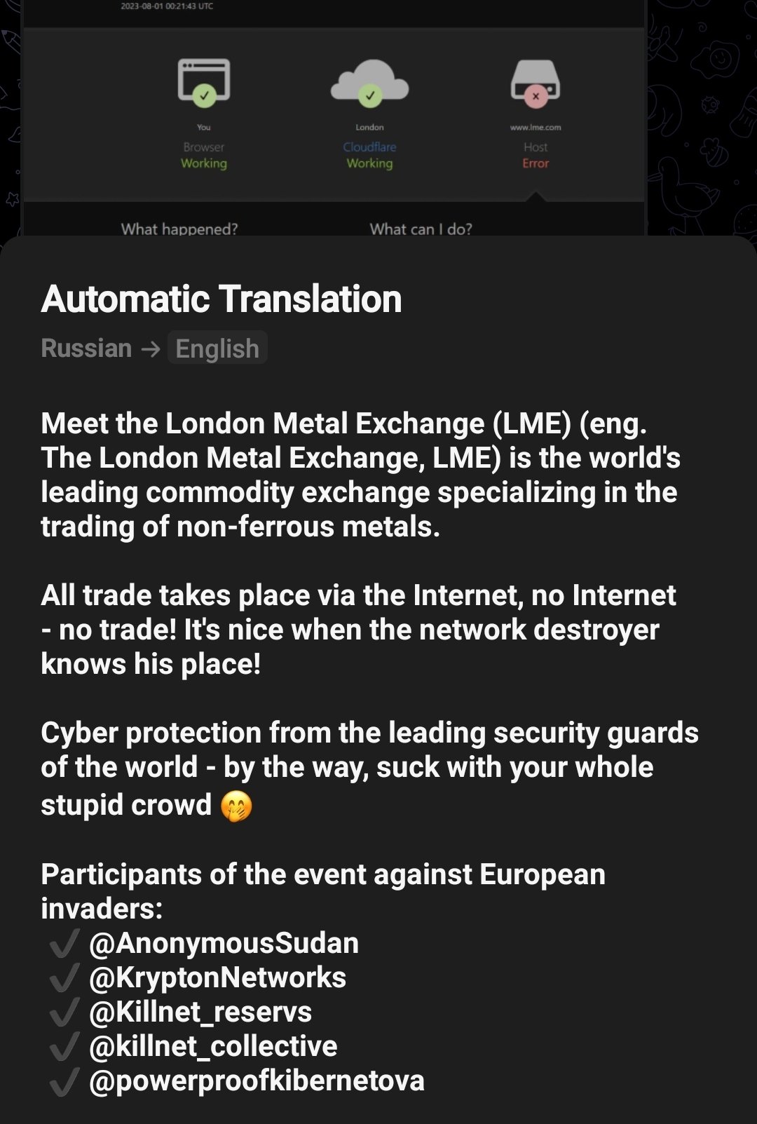 London Metal Exchange cyber attack