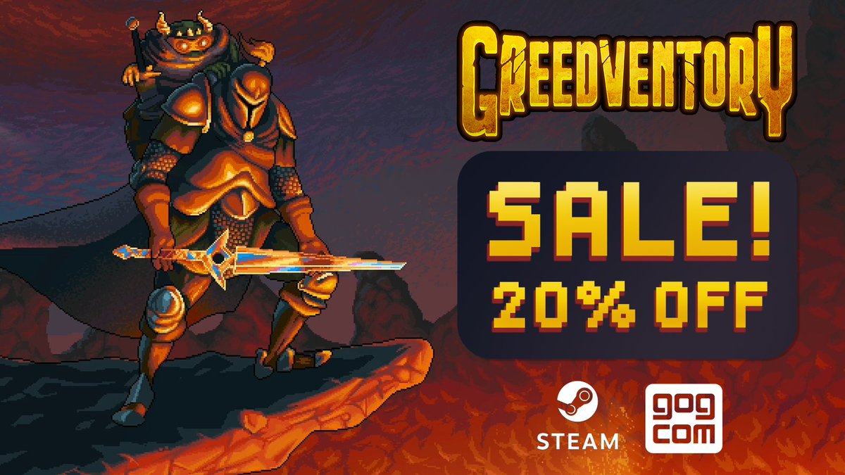 🔥A unique fight system, gorgeous #pixelart, twisted plot and a pinch of dark humor - could it be better?!🔥 Yes! Now #Greedventory also has a 20% DISCOUNT!🤩💫   

Grab it, while the sale is on!😎
➡️ on Steam: store.steampowered.com/app/1895820/Gr…
➡️ on GOG: gog.com/en/game/greedv…