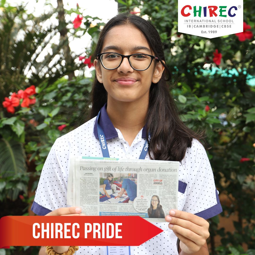 Our student Sanika of Stage 10 is contributing to the community one step at a time by spreading the importance of #OrganDonation. Her efforts got featured in the leading national daily Times of India. #CHIRECPride #NewsArticle #YoungMinds  #SaveLives #FutureLeaders