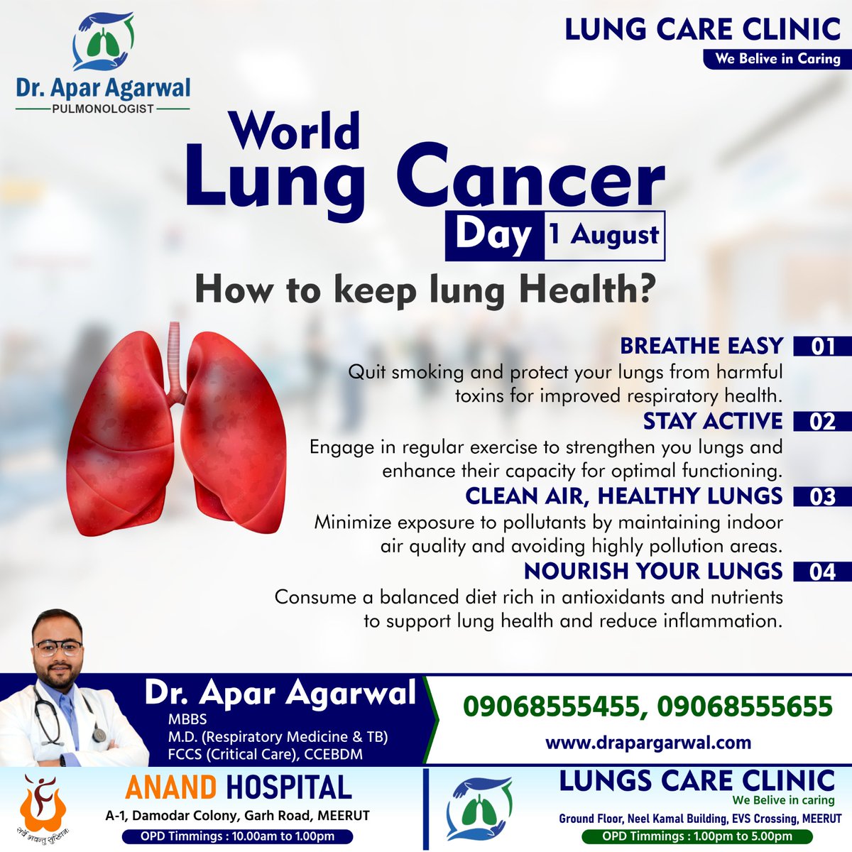 𝐖𝐨𝐫𝐥𝐝 𝐋𝐔𝐍𝐆 𝐂𝐀𝐍𝐂𝐄𝐑 𝐃𝐚𝐲🎗 #DrAparAgarwal #lung #health #medical #medicine #lungdisease #pulmonary #lungs #pulmonologist #lunghealth #cardiology #physicianlife #doctor #copd #doctors #lungscancer #quitsmoking #WorldLungCancerDay #LungCancerAwareness