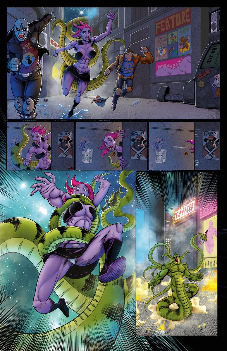 Simon_Pothier's tweet photo. Page from NAT the MERC: Planet 69 with colors by @scotsmntv #INKSLAYER #NATverse2 https://t.co/xl0lTZgMna