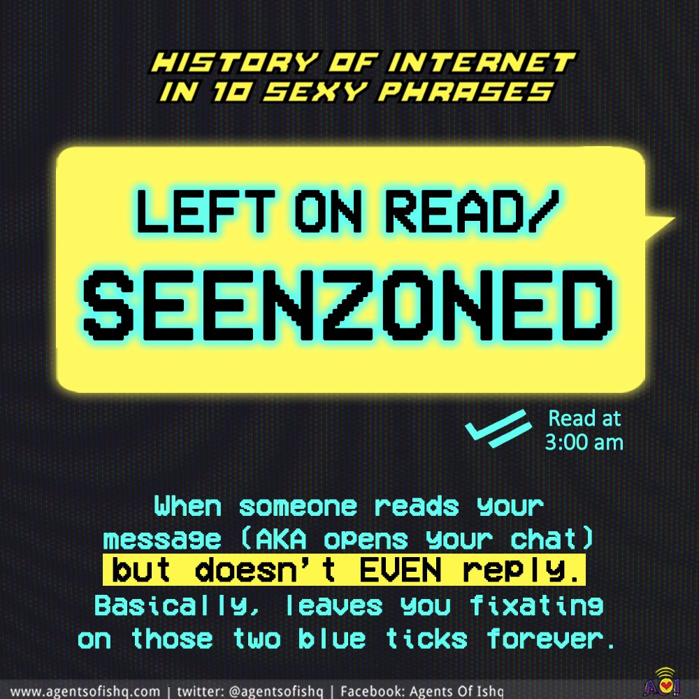 AgentsofIshq's tweet image. Ever felt the dukh dard peeda of being ignored by someone who you've been texting with? Well this chhotu heartbreak is called being #Seenzoned!

#LeftonRead #Heartbreak #Ignore #Ghosting #BlueTicks
