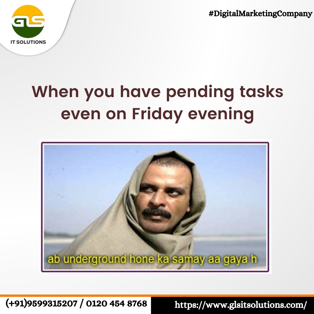 glsitsolutions's tweet photo. When you have pending tasks even on friday evening
ab underground hone ka samay aa gaya h
**
-My Google Business Profile: https://t.co/riY2reC1TI
*
#glsitsolutions #marketingstrategy #digitalmarketing #seo #digitalmarketing #digitalmarketingservices #tipsforseo #marketing https://t.co/KSe4CGJYG1