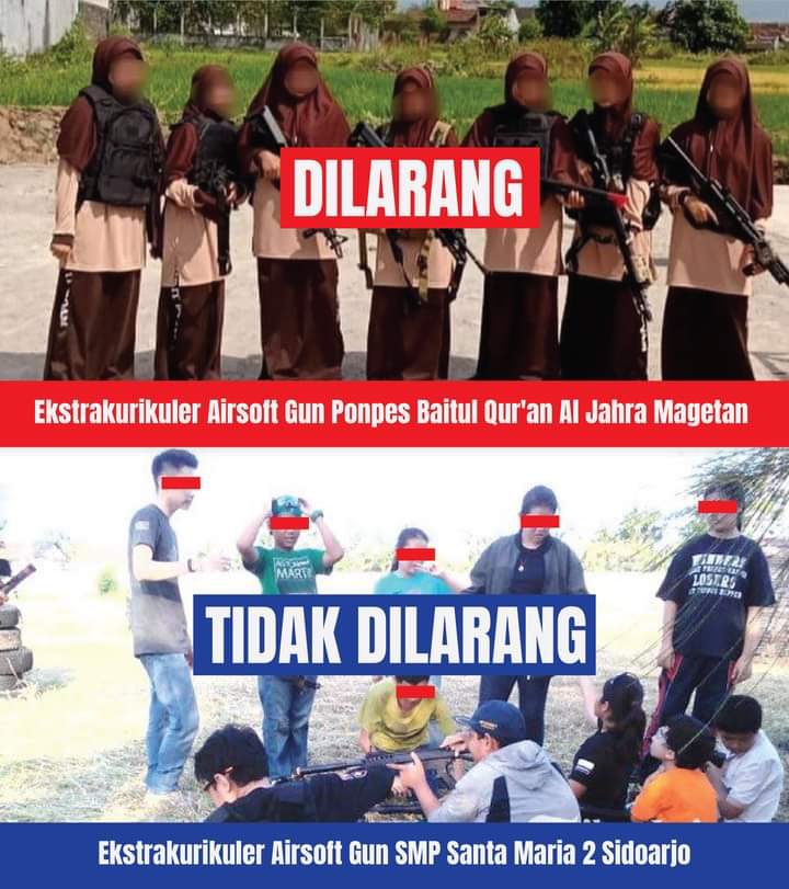bachrum_achmadi's tweet photo. Standar ganda!
Klo adek2 yg berhijab “angkat senjata” diframing dgn kekerasan.

Giliran adek2 yg tdk berhijab semua pd mingkem. Kan bangke! 🤣🤣🤣 https://t.co/NYAQDtPDCA