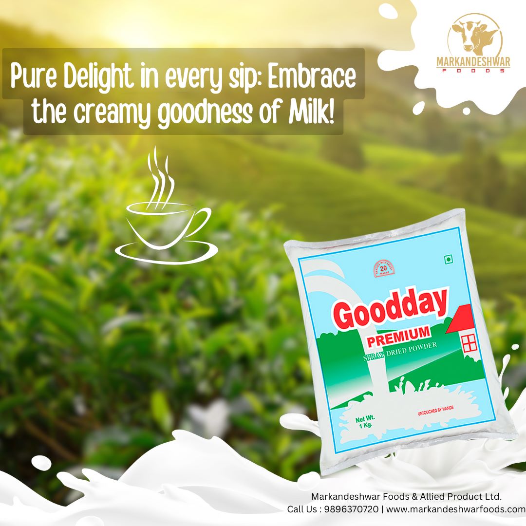 G O O D D A Y .  M I L K .  P O W D E R . 
Pure delight  in every sip .Embrace the creamy goodness of milk .
#GooddayPremiumMilk

Markandeshwar Foods & Allied Products Ltd.
For trade inquiry 9896370720, 9729344011, 9810754400.
.
.
.
#markandeshwarfoods #milk #dairy