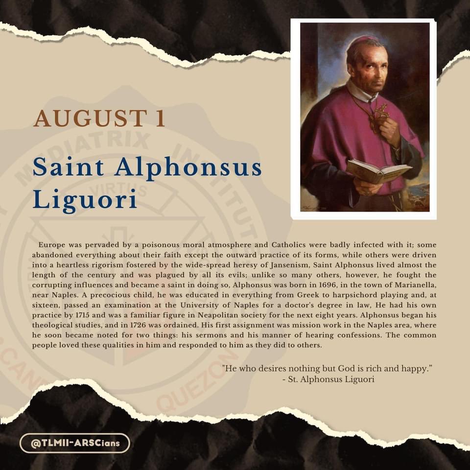 TLMII_ARSCians's tweet photo. Did you know?

Saint Alphonsus Liguori wrote 111 works on spirituality and theology. The 21,500 editions and the translations into 72 languages.
 
(1/2) https://t.co/D27osAInHG