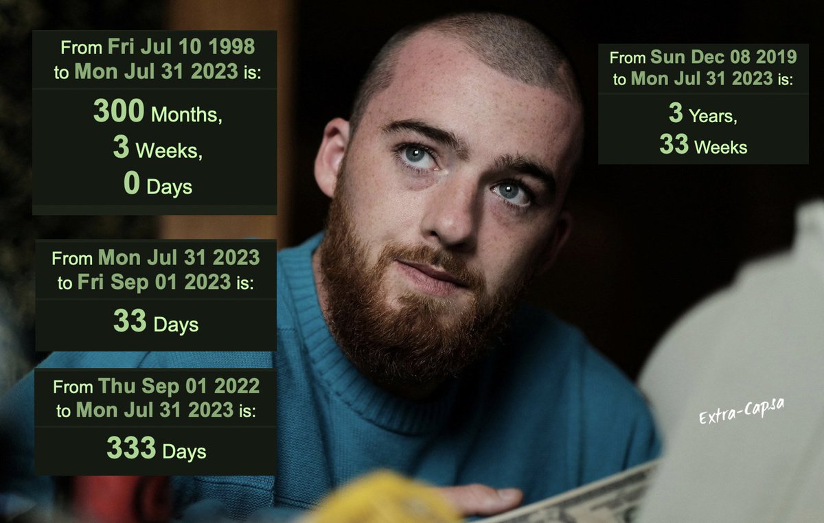 extracapsa's tweet photo. Another one for the 3x3x3 Club. 

Angus Cloud died at exactly 300 months 3 weeks old - as well as 33 days before Zendaya's birthday (his classmate &amp; costar) and 333 days after her birthday.

Turns out he was also in a Juice Wrld music video: Juice died 3 years 33 weeks earlier. https://t.co/e2hk42zdKZ