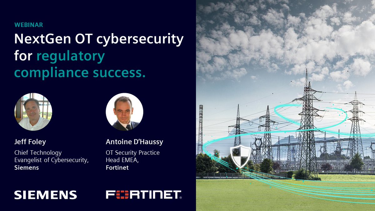 MIdeLobkowicz's tweet photo. Concerned about cyber threats and regulatory compliance for your Operational Technology (OT)? Siemens and Fortinet have partnered to bring you an exclusive webinar on NextGen OT cybersecurity with real-world implementations

Watch the Webinar now: https://t.co/LCaBivjJkC https://t.co/jr1OdOuKmh
