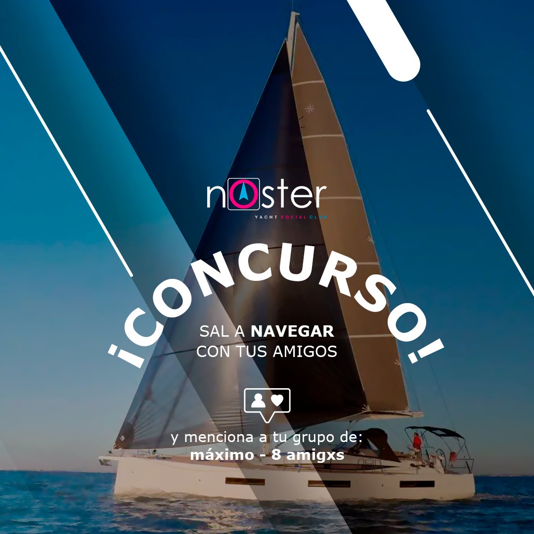 NosterApp's tweet photo. ¡Estamos de concurso! ⛵️

Gana un día de navegación en velero con tus amigos ingresando aqui: https://t.co/vcW674BNAB

👀Sigue los pasos y participa. ¡NO TE LO PIERDAS! https://t.co/8sUxzPM32e