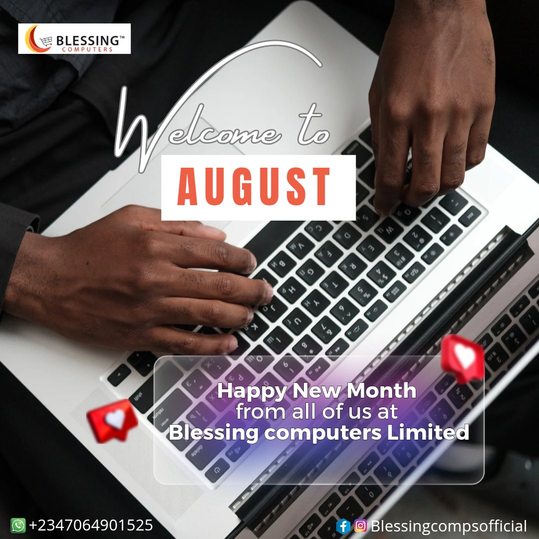 BlessingComput1's tweet image. Welcoming August with open arms and endless possibilities! 

Happy New Month! 🌸✨

#blessingcomputers #HelloAugust #NewBeginnings #PositiveVibes