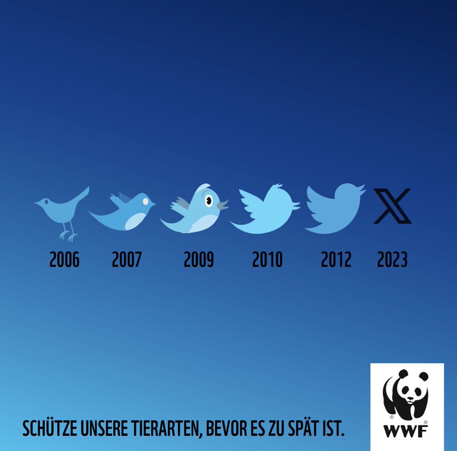 Clever ad from WWF-Germany: “Protect our wildlife / animal species, before it’s too late”
#extinction #ThreatenedSpecies 

#Twitter #TwitterBird #TwitterX