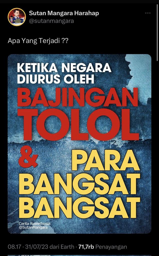 <a href="/sutanmangara/">Sutan Mangara Harahap</a> Yg ini loe hps kah...kirain gentle ternyata  cma Titus kena siram air