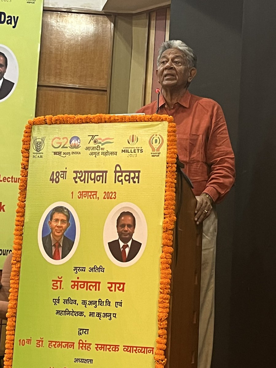 Dr Mangala Rai delivering 10th Dr Harbhajan Singh memorial lecture during the 48th Foundation Day of <a href="/INbpgr/">ICAR-NBPGR</a> on “Positioning and pre-positioning of Genetic Resources &amp; Indian agriculture in the emerging global order”