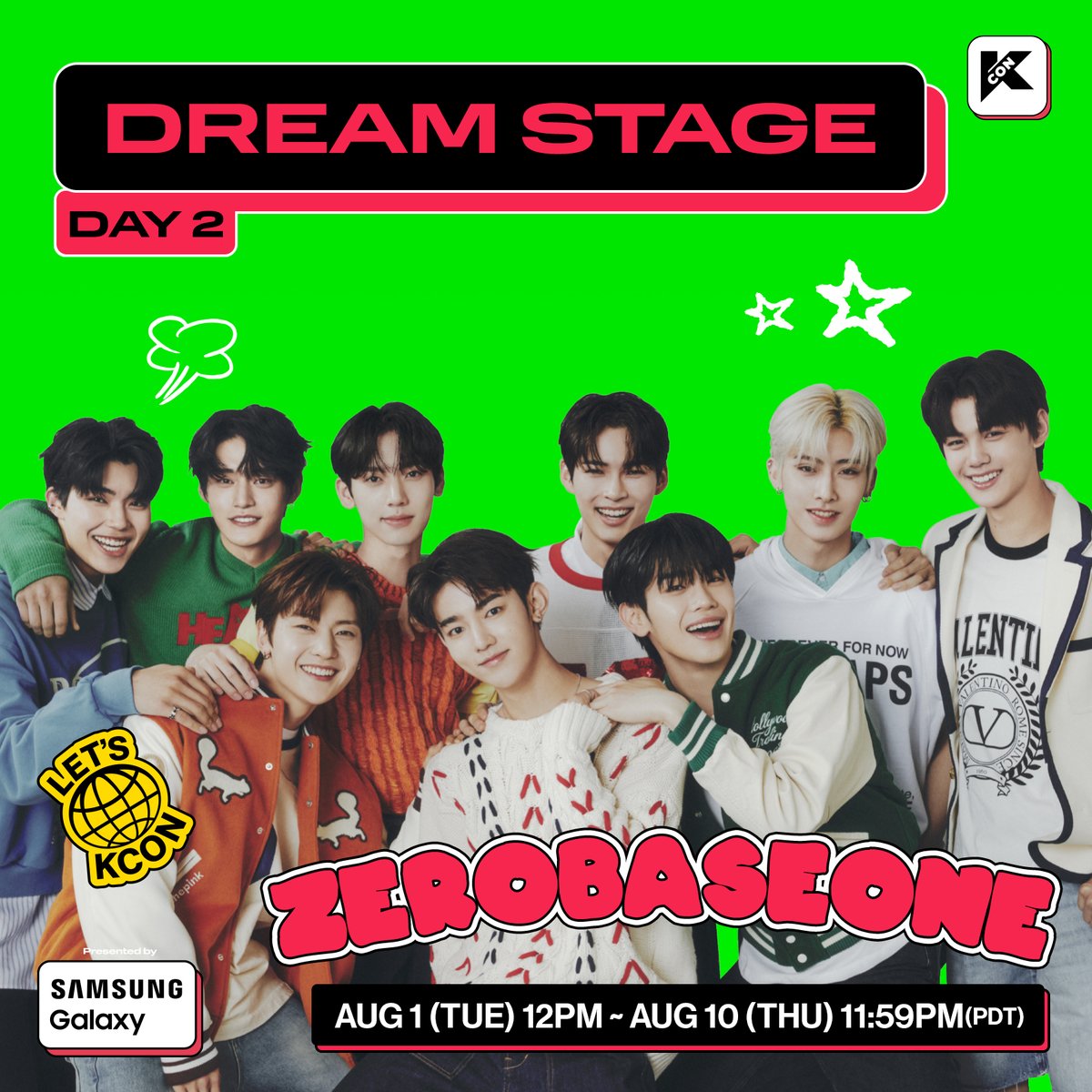 KCON_official's tweet photo. [#KCONLA2023] DREAM STAGE with #ZEROBASEONE  

Here I Am~ ZEROBASEONE, we can shine even brighter with KCONers!  

19th of August, make the DREAM STAGE shine with ZEROBASEONE! 

#DREAMSTAGE_ZEROBASEONE https://t.co/6sBHSw8Vyl