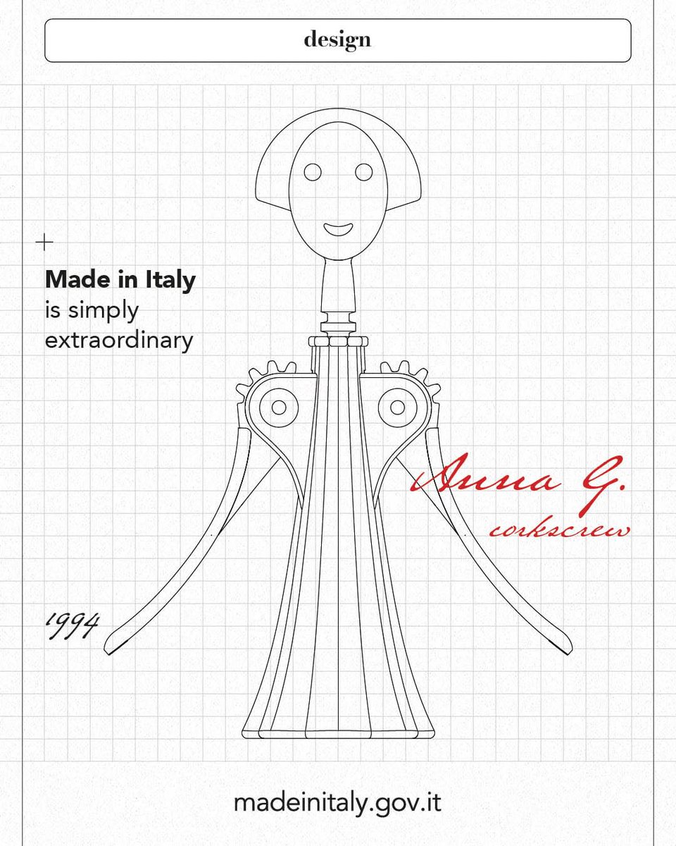 ItalyinZimbabwe's tweet photo. The iconic #AnnaG corkscrew!
A playful dance of form & function, itโs more than just a tool - it's a work of art.
Designed by #AlessandroMendini in 1994
Pleasant, functional, beautiful - a true #MadeInItaly ๐ท๐ฎ๐น
#BeIT #ItIsSimplyExtraordinary #Wine #ITisDesign #AlessiSpa https://t.co/kvEl9EkJF3