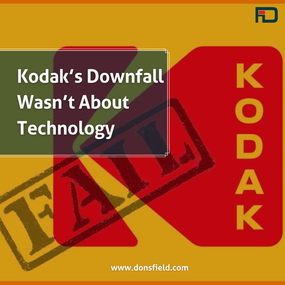 donsfield's tweet photo. 🔸 Remembering Kodak's Fall: It's More Than Technology 

🔎 Companies often see disruptive forces but fail to embrace new business models.
       Kodak's decline wasn't just about technology. Let's uncover their downfall and the lessons we can learn. https://t.co/PO0Xf9wzGG