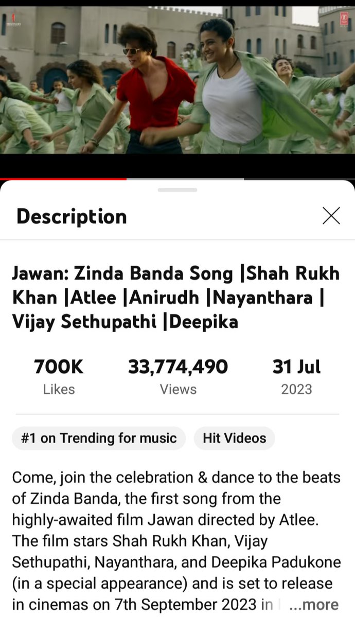 Srkian_aayu24's tweet photo. 700k likes 🔥🔥🔥.... This is the biggest banger of the year 🤒

#Jawan #srk #ZindaBanda #Zind https://t.co/qnE6Qvtvl6