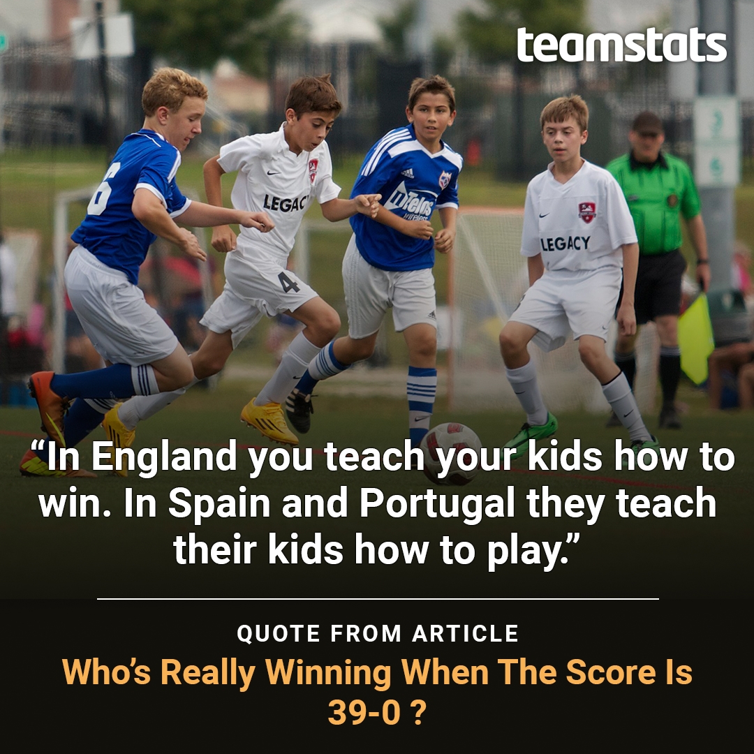 ''In England you teach your kids how to win. In Spain and Portugal they teach their kids how to play.''

#grassrootsfootball

You can read the full article at teamstats.net/blog/junior-fo…