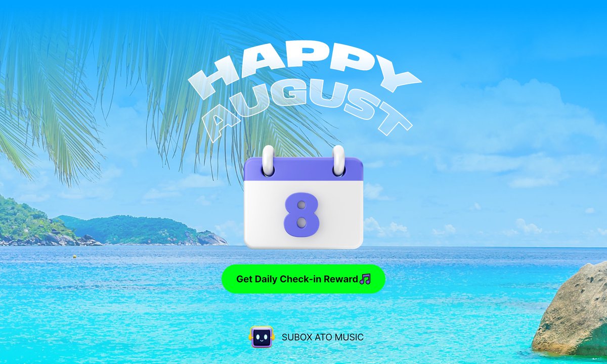 SUWORLD2030META's tweet photo. Hello there😊
Exciting news! Happy August has just begun!
Join the various events at SUBOX and experience the fun! Don't forget to check-in today too!
Discover the power of AI-generated music and WEB3 innovation!
#SUWORLD #SUBOX #ATO #MUSIC https://t.co/QsKQ2hWhIG