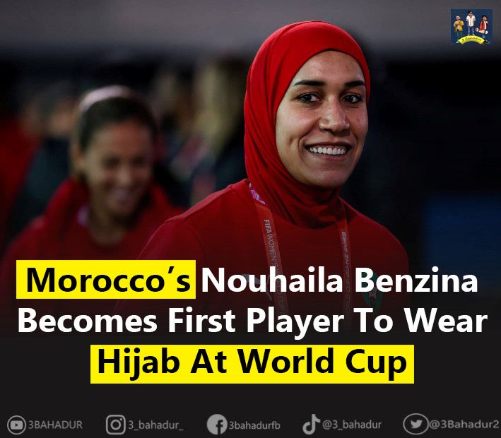 3Bahadur2's tweet photo. Morocco’s Nouhaila Benzina made history on Sunday by becoming the first player to wear a hijab at a World Cup during her team’s 1-0 victory against South Korea.
#PetrolDieselPrice #USDT #AsiaCup2023 #BabarAzam #Pakistan #PakistanBlast #PakArmy https://t.co/GfnEAMOYaH