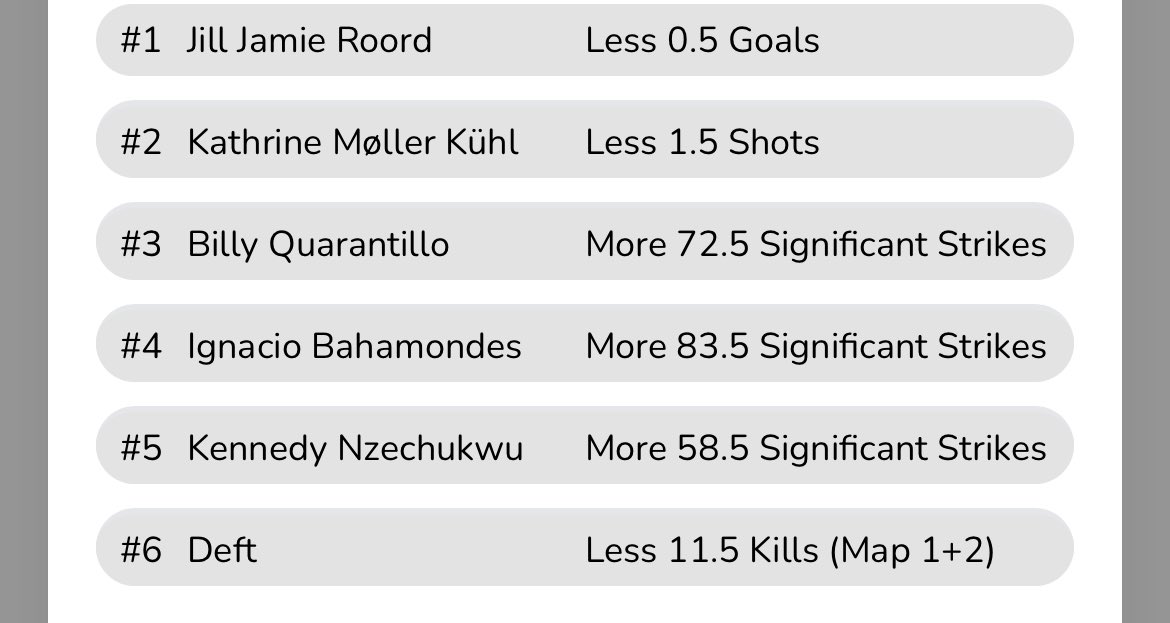 Late night #ParlayPlay slip!!! Starts in 30 minutes soooo hurry. If you miss a play a 5 man is fine. If you aren’t signed up use code CONSULT for 100% match up to $100 or use my link: parlayplay.io/account/signup…. Good luck if tailing 🫡. #LoL #WWC2023 #UFC #PlayerProps