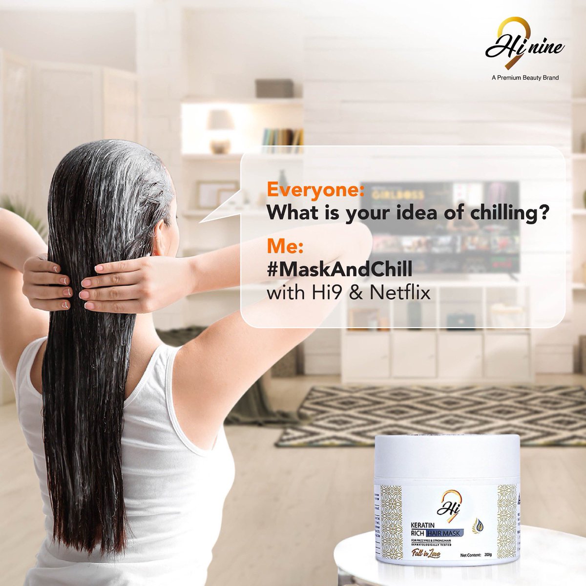 What is your idea of #MaskAndChill? Comment below and let us know.
.
.

To buy 
Visit 
myhinine.com

#hi9 #myhinine 
#MonsoonOffer #HairCare #KeratinMask #RainyDayTreats #monsoonhaircare #keratinhairmask #haircareroutine