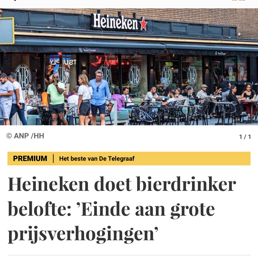 ⁦In Azië betaalt <a href="/Heineken/">Heineken</a> tol voor reeks absurde prijsverhogingen Directie: “Omdat concurrenten niet meegingen, stapte consument over”. Zou in NL ook moeten gebeuren, eerlijke concurrentie brouwers ipv verholen prijsafspraken. €3.60 aan bar voor biertje is bizar ⁦<a href="/KHN/">KHN</a>⁩