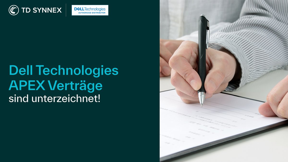 Wussten Sie schon? TD SYNNEX Germany hat die @Dell Technologies #APEX Verträge unterzeichnet. Ab sofort ist der APEX-Bezug über uns möglich! Wir freuen uns auf Ihre Anfrage an Jan Helly 📧 jan.helly@tdsynnex.com