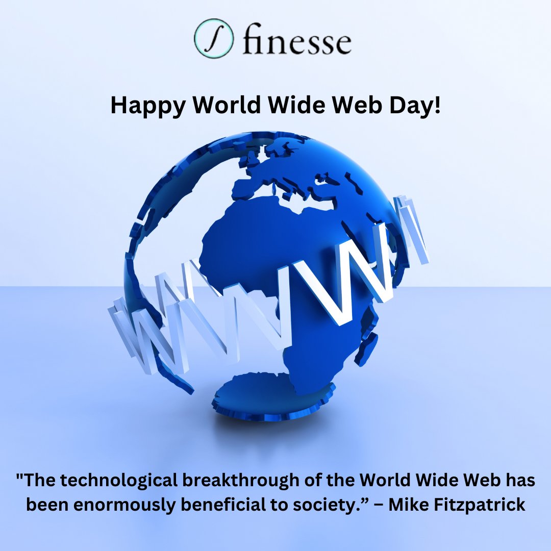 FinesseWebTech's tweet image. A Very Happy World Wide Web Day!
#WorldWideWebDay   #happyworldwidewebday
#www #internet #Website  #WorldWideWeb  #Webdesign  #DigitalMarketing  #technology  #finessewebtech #webmaintenance #webdevelopment  #appdevelopment