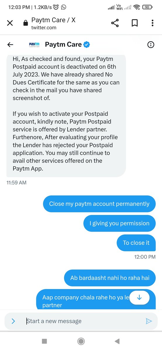 rajnish72531428's tweet photo. Paytm does not care of customer as me @Paytm @airtel @MobiKwik @amazonIN @Flipkart https://t.co/EzaL6tKHa7