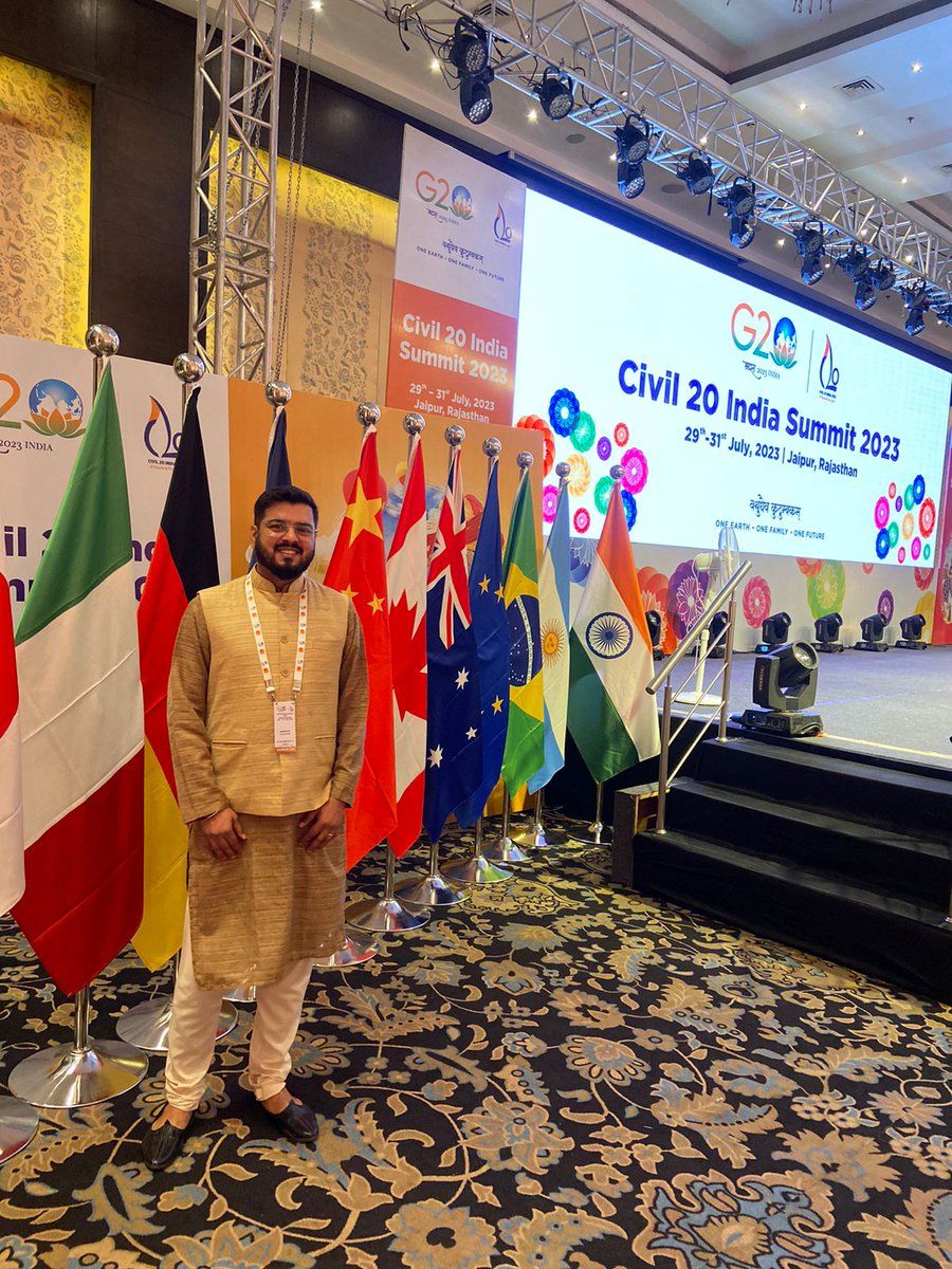 DevendraPai's tweet photo. A sheer honour to be a part of the Organising committee of the @C20EG summit held from July 2931 in Jaipur representing the #Civil20 secretariat - Rambhau Mhalgi Prabodhini @rmponweb
#C20 @g20org #g20 #jaipur #c20summit https://t.co/5IbHjIdaHZ