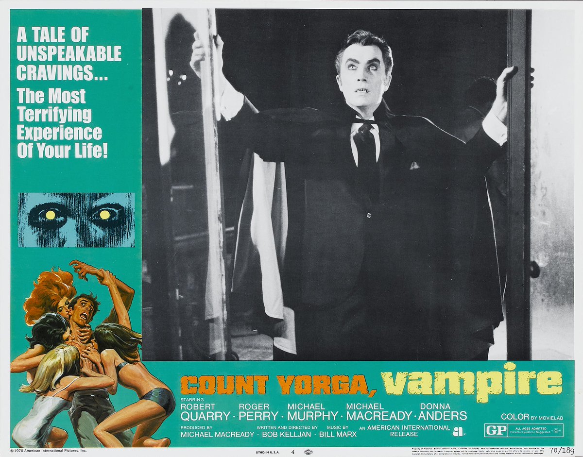 Terror_By_Night's tweet photo. Count Yorga, Vampire (American International, 1970)
Lobby Card (10) (11" X 14")
.
#TerrorByNight #CountYorga #ClassicHorror #VintageHorror #MonsterKid
. https://t.co/4bblJt2uVc