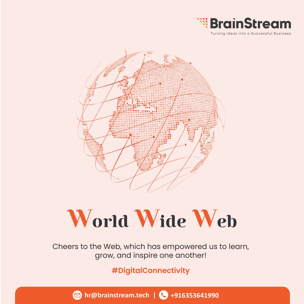 BrainStreamTech's tweet photo. Where there is World Wide Web, there is an easy way to reach anyone across the globe without any time. #Brainstream wishes World Wide Web Day to all.

 #www #internet #web #datavisulation #website #worldwide #WorldWideWebDay https://t.co/Jma4wL0M16