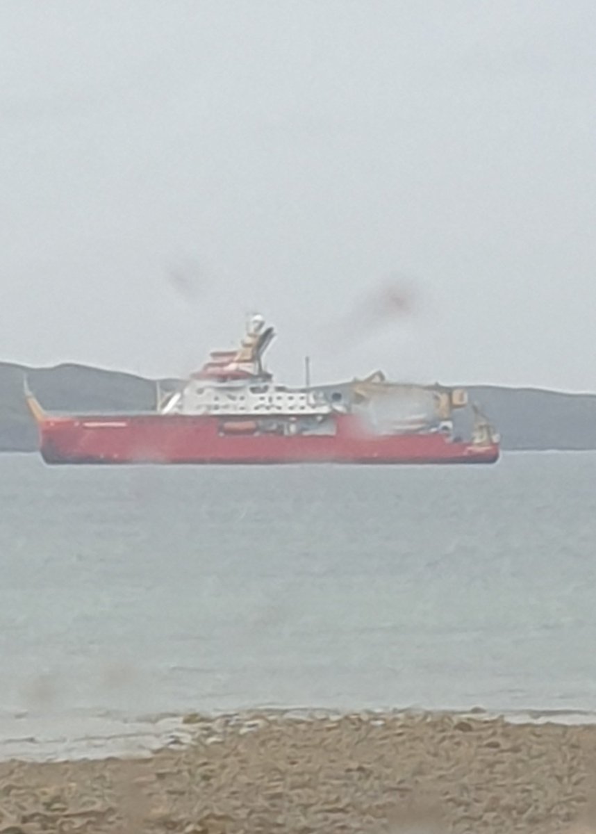 AndyH_Engineer's tweet photo. It's Boaty McBoatface! Nice to see RRS Sir David Attenborough moored up in the bay at Gairloch https://t.co/qBcVlScvif