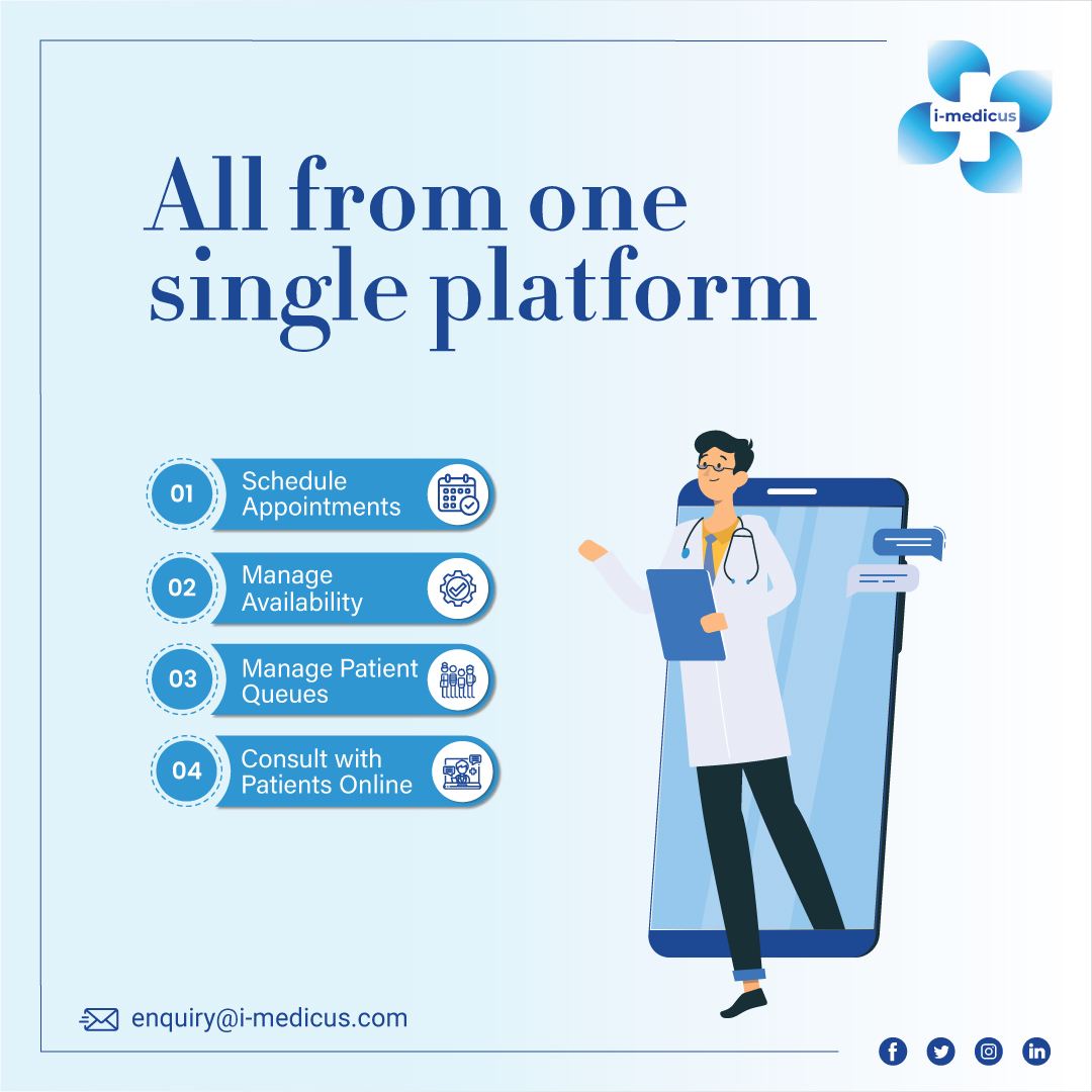 i_medicus's tweet photo. Streamline your #healthcare practice with i-medicus!
Schedule appointments, send reminders, effortlessly manage patient queues, and provide seamless #onlineconsultation.
Try the i-medicus #app today!
Visit Us: https://t.co/2VOoFFdVXJ
#imedicus #telehealth #Telemedicine #emr https://t.co/GoXgNNtYdT