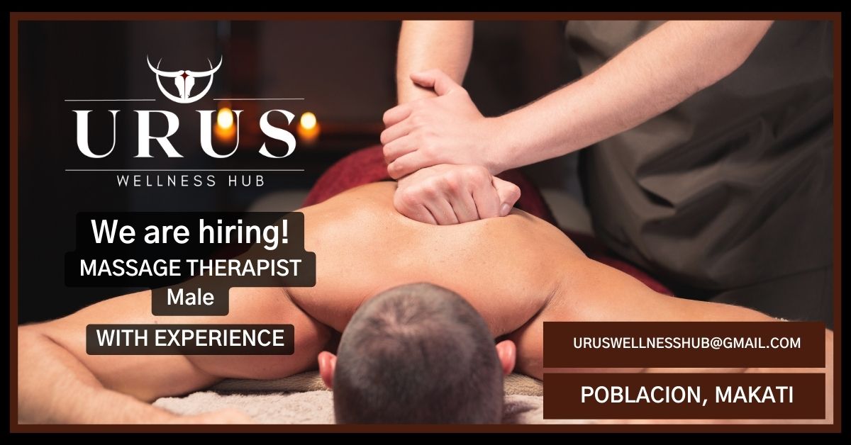 UrusWellness's tweet photo. URUS WELLNESS HUB is hiring! We are looking for massage therapists to join our team in Poblacion, Makati. If you are a qualified and experienced massage therapist, we encourage you to apply today! Send us your resume via E-Mail at uruswellnesshub@gmail.com https://t.co/pKhhrc0IQ9