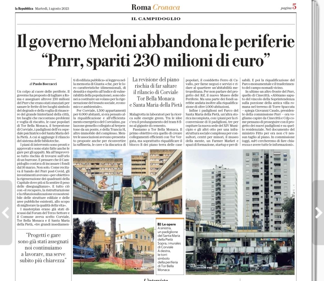 #PNRR cancellati interi programmi di riqualificazione delle periferie con appalti già assegnati. Come è possibile sostenere che non si realizzerano entro il 2026 e sostituirli con altri progetti ancora da far partire?