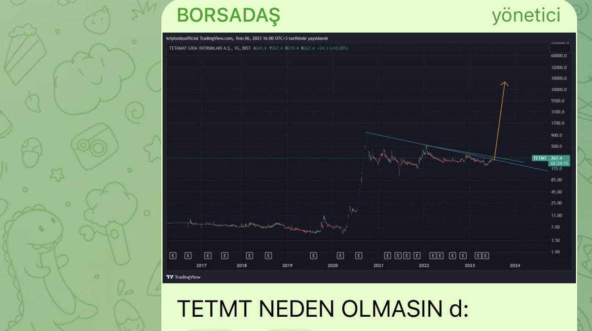 BorsadasEfe's tweet photo. #tetmt 267 den al verdiğim tetmt yüzde 70 kar verdi. 10 kat olması bekletisiyle paylaşmıştık. Birkaç gündür dinleniyordu yeni kırılımı geldi yeni kısa vade hedefi grafikte https://t.co/ltQt0OpmUR