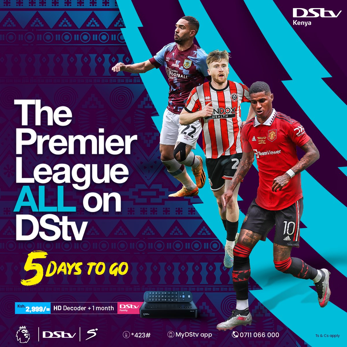 DStv_Kenya's tweet photo. The countdown⏳continues as the #PL action returns in just 5️⃣ days! 🙌🏾🤩

https://t.co/ASZBTZh3mW 

Get in the game! Don't miss a single moment of the action.
#PremierLeagueALLOnDStv https://t.co/sjqBOlNGaJ