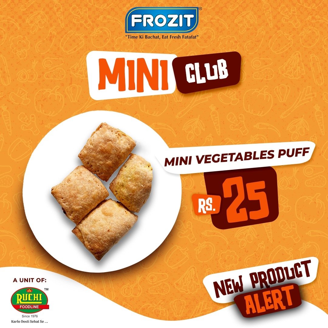 frozit_india's tweet image. Unveiling the Mini Club's Vegetable Puff - a culinary masterpiece crafted with love and care. 

Join us today as we launch this delightful creation in all Frozit Cafe Bakery outlets. Your taste buds won't want to miss this explosion of flavors! 😍🥟 #MiniClub #VeggiePuff #frozit