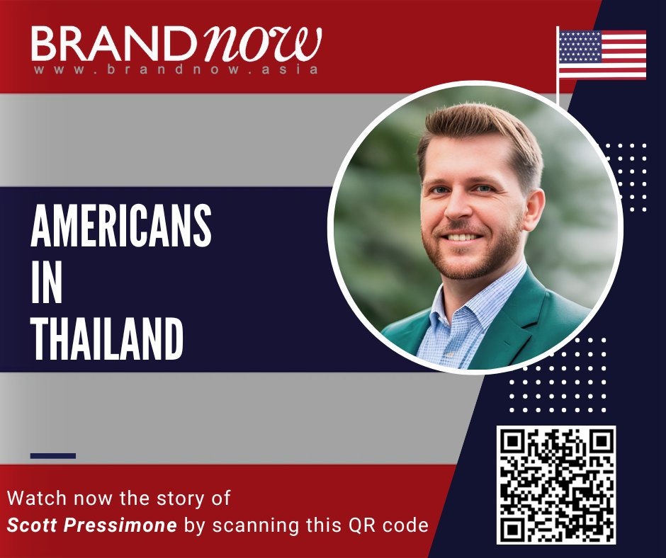 Scott Pressimone is the Founder of Growth Connect, a network of Fractional CMOs developing marketing plans and lead strategies for mid-sized businesses. Discover his inspiring story and others on YouTube via the QR code below. #americans #entrepreneurs #Thailand #networking