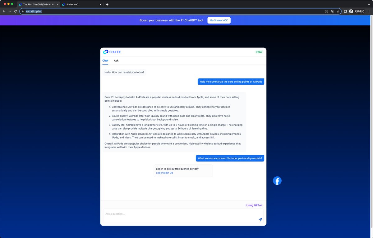 VOC_ai's tweet photo. GPT4 Free!GPT4 Free!GPT4 Free!
Shulex ChatGPT Assistant -- https://t.co/xbsV1zvXEc,
Say goodbye to GPT 3.5!
#AmazonPrimeDay #amazonseller #amazonfba #Shopify #EtsySeller #gpt3 #ChatGPT #chatgpt4
#ShulexChatGPT #SellerAssistant #EcommerceSupport #shulexcopilot https://t.co/7JFyDJdShY